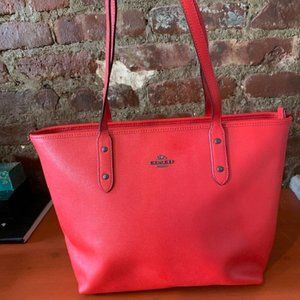 Red Coach City Zip Tote